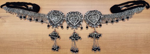 three hart Beaded Belt Kuchi Belly Dance Banjara Fringe Tribal Ethnic Hanging - Picture 6 of 6