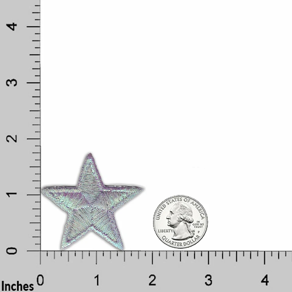 Parches de estrellas (paquete de 5) apliques de parche de hierro bordados con estrella metálica de 1,75" Foto 2 de 3