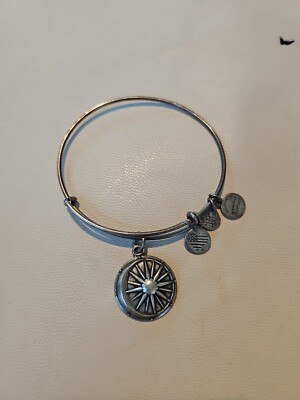 Alex And Ani 2015 Cosmic Balance Sun And Moon Charm Bangle Bracelet  Silvertone