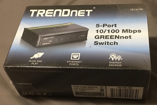 TRENDnet TE100-S5 5-port 10/100 Mbps GREENnet Ethernet Switch Plug and Play NIB - Picture 2 of 3