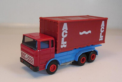 Slot Car Faller AMS Nr. 481 Mercedes Benz Container-LKW rot Standmodell #1150