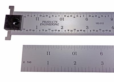 PEC US 12'' Rigid Machinist Hook ruler / rule 4R Satin Chrome 1/8 1/16 1/32 1/64