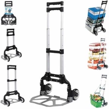 Luggage Aluminum Folding Cart Portable Hand Trunk Travel Shopping Trolley 170 lb