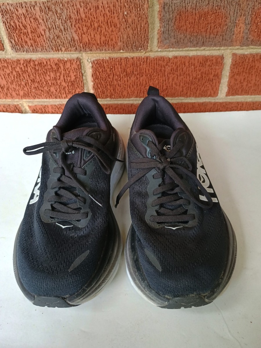 1127954 Hoka Women's Bondi 8 Sneaker, Black/White, Size 7.5 Wide