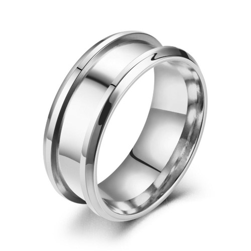 Silver Grooved Finger Ring Blank Rings Inlay Ring for Men Women DIY Crafts - Picture 3 of 8