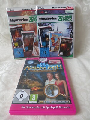 Konvolut  PC CD ROM  x Mysteries 3 Game Pack( 1 OVP) und Alabama Smith (7Spiele)