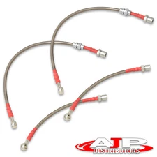 Silver 4P F+R Racing Stainless Steel Brake Line Kit For 1988-1992 Toyota Corolla