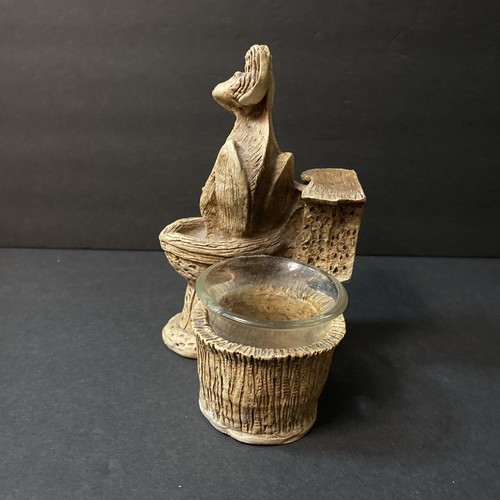 Vintage Trinket/Votive Holder Cheeky Monkey On Toilet Figurine Signed Ricardo - Picture 7 of 12