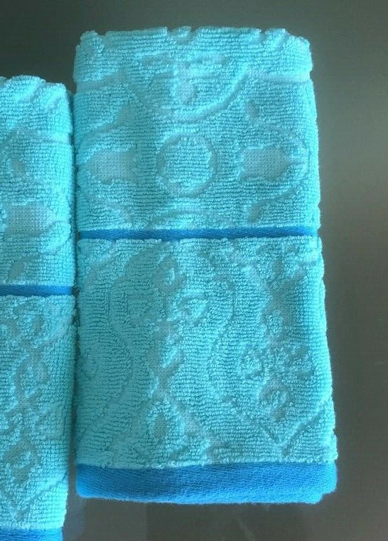 Набор из 2 полотенец для пальцев Calypso для гостевой ванной летнего домика бирюзовый синий - Изображение 3 из 4