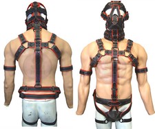 Men Bulldog Harness Leather Harness Adjustable Costume matching Jock ,Muzzle