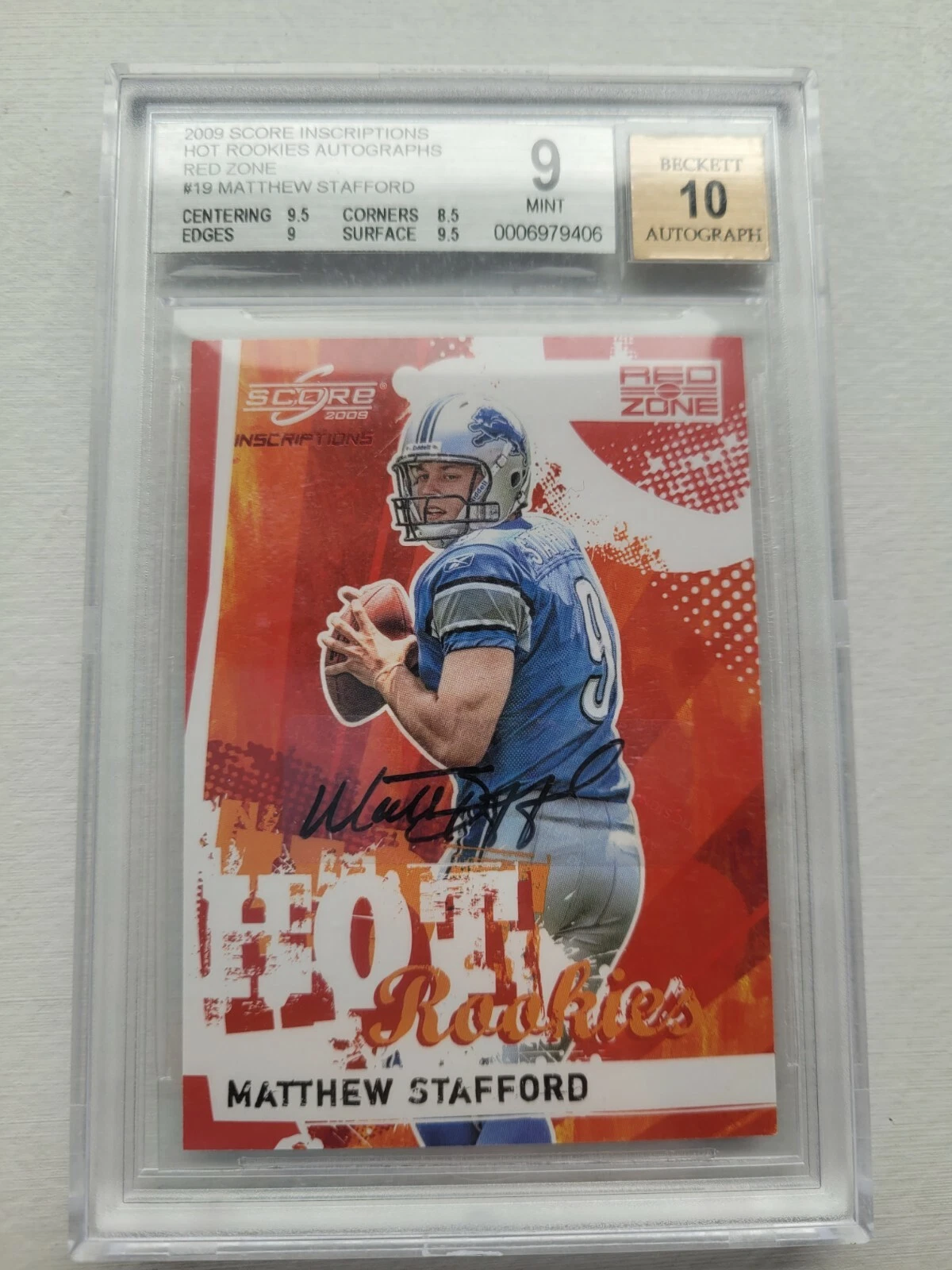 Matthew Stafford Score Inscriptions Hot Rookies #19 Red Zone