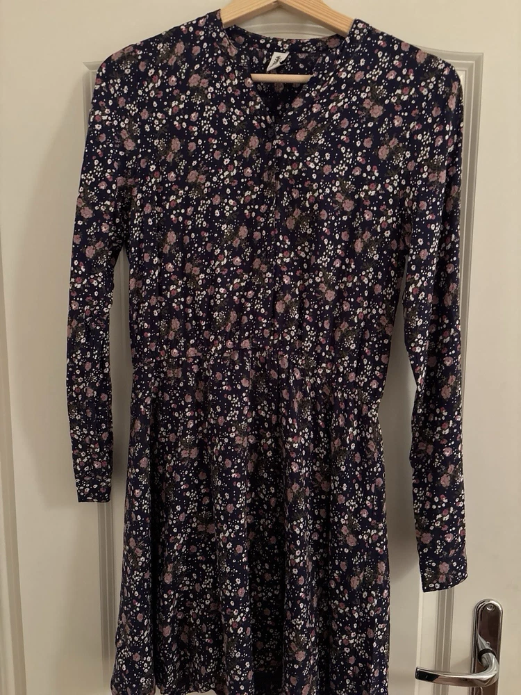 Kleid langarm, Yigga, Größe 158/164 dunkelblau mit Blümchen