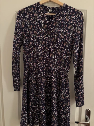 Kleid langarm, Yigga, Größe 158/164 dunkelblau mit Blümchen