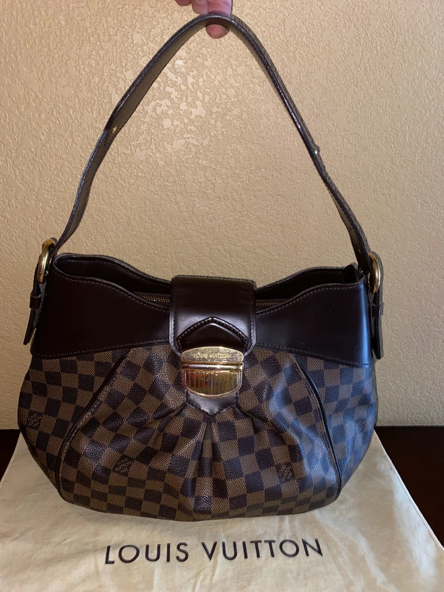 LOUIS VUITTON SISTINA MM DAMIER EBENE LEATHER SHOULDER BAG HOBO