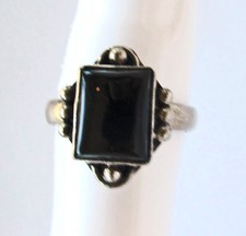 Sterling silver, black onyx ring, size 6 3/4, 5/8 inch wide