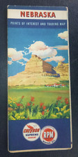 1949 Nebraska road map Chevron oil gas Omaha Lincoln Grand Island inserts