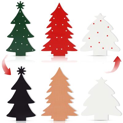 Christmas Decor 3 Pcs Double-Sided Wood Table Christmas Tree Rustic Christmas...