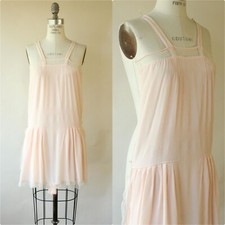 Vintage 1920s Step In Slip Camisole, Blush Pink Silk Slip Teddy Nightie, Mesh