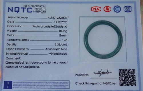 Video Certified Green Natural JADE JADEITE Circle Bangle Bracelet 58 mm 402231 - Picture 12 of 13