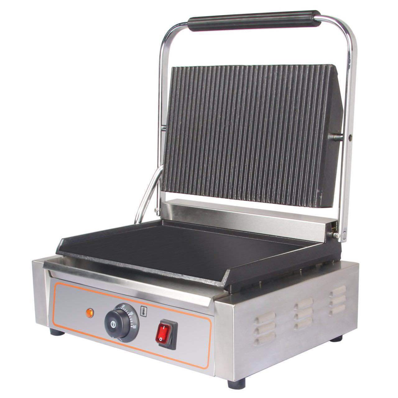 Commercial Panini Toaster Machine Ribbed Top Grill Electric Sandwich Maker