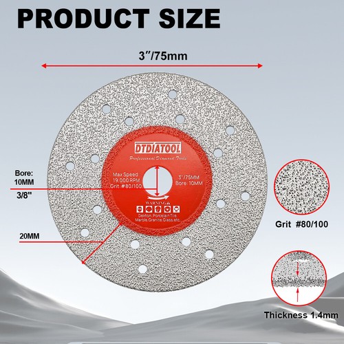 DT-Diatool 1pc Dia75/115/125mm Thin Grinding Cutting Disc Rock Diamond Saw Blade - Picture 6 of 8