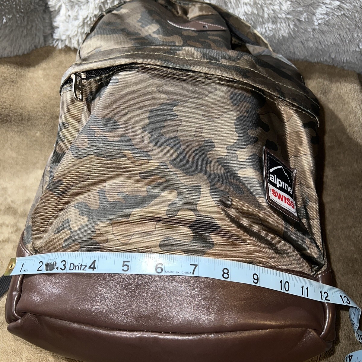 Alpine Swiss Backpack, Brown Camouflage Reinforced Faux Leather Bottom |  eBay