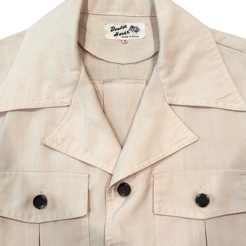 Double Horse Vintage 70's Safari Jacket Short Sleeves Men's Medium Khaki Pockets - Picture 2 of 7