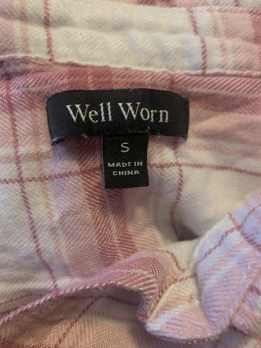 Camicia donna usata ben indossata con bottoni rosa a quadri taglia S classica comoda - Foto 8 di 9