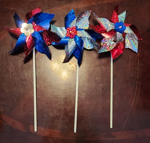 4th July 10pc Lot Decor Patriotic Independence Pin Wheels, 3D Spinners, Flag NEW - Picture 2 of 11
