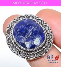 Sterling Silver Genuine Sapphire Birthday Artisan Statement Ring Jewelry US 7