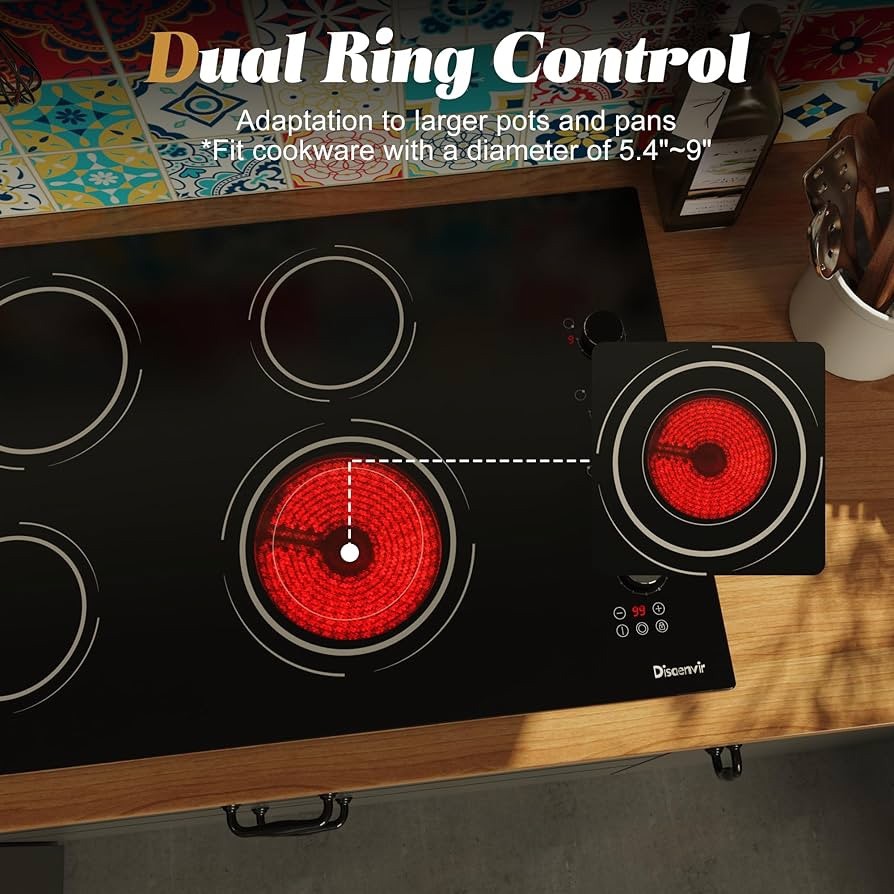 30 Inch Electric Cooktop 4 Burner - Built-in Ceramic Stove Top 6700W