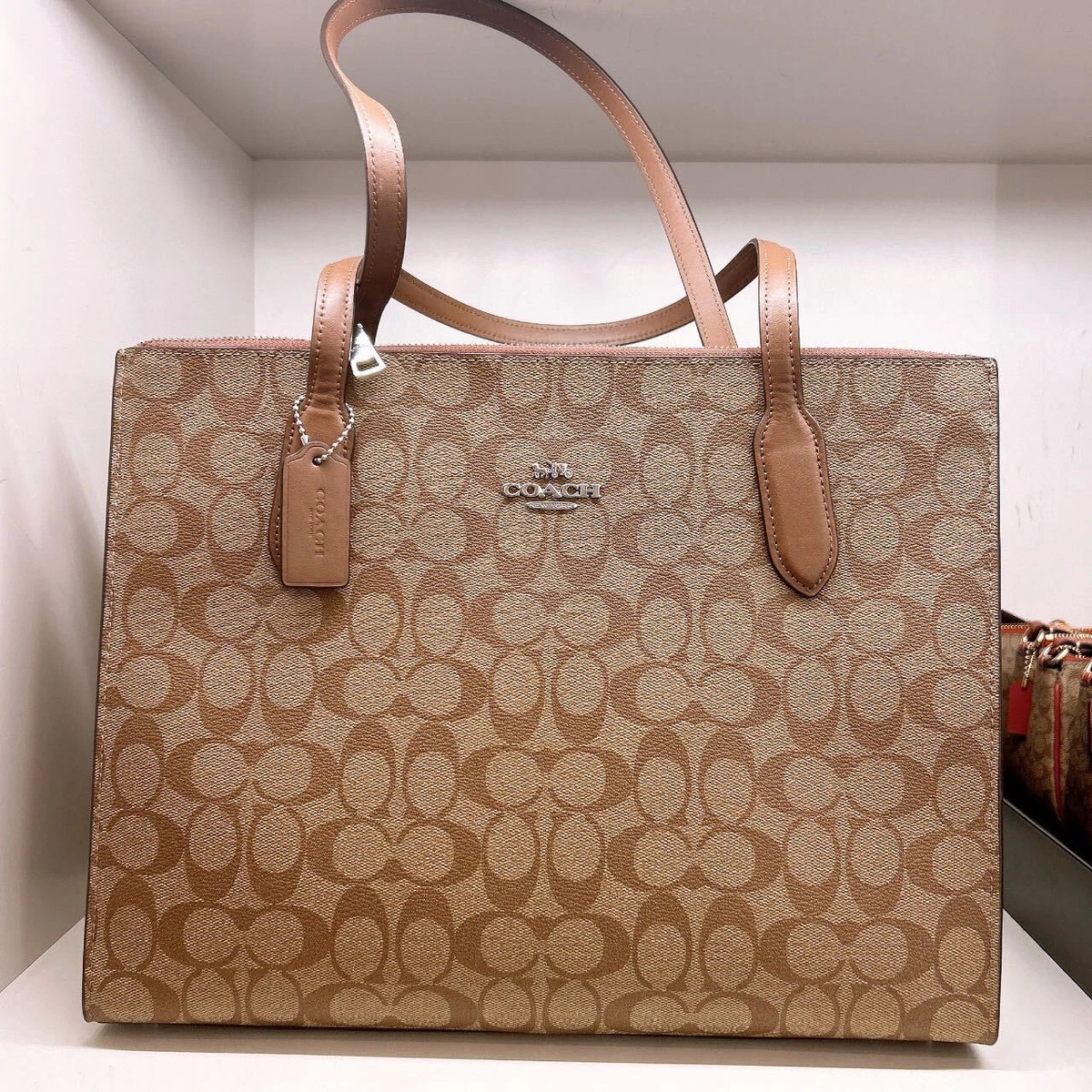 NWT COACH Nina large size Tote In Signature Canvas /leather | eBay