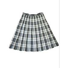 VTG Skirt SIze 10 Tartan Plaid Pleated Midi Linen Blend Academia Schoolgirl