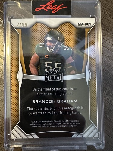 2025 Leaf Metal Philadelphia Eagles Brandon Graham On Card Auto - SP Silver 7/55 - Picture 2 of 2