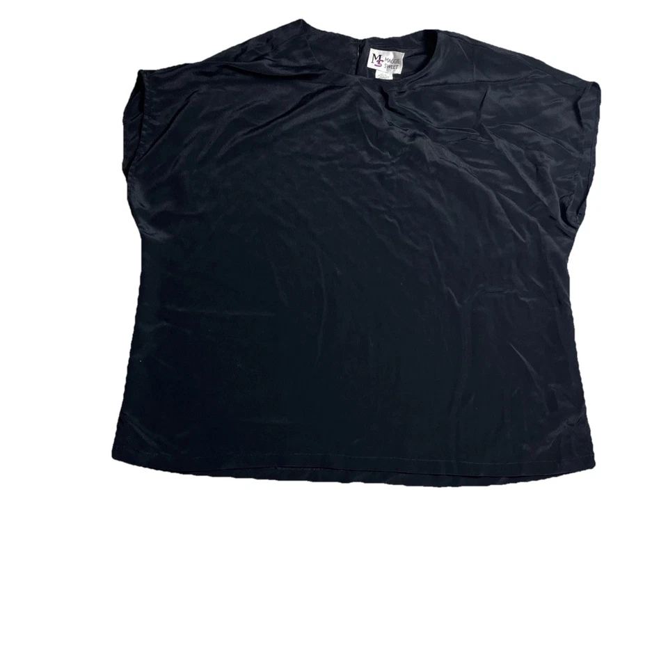 Blusa Maggie Sweet Mujer 1X Plus Camisa Negra Manga Corta Pullover Top Foto 2 de 4