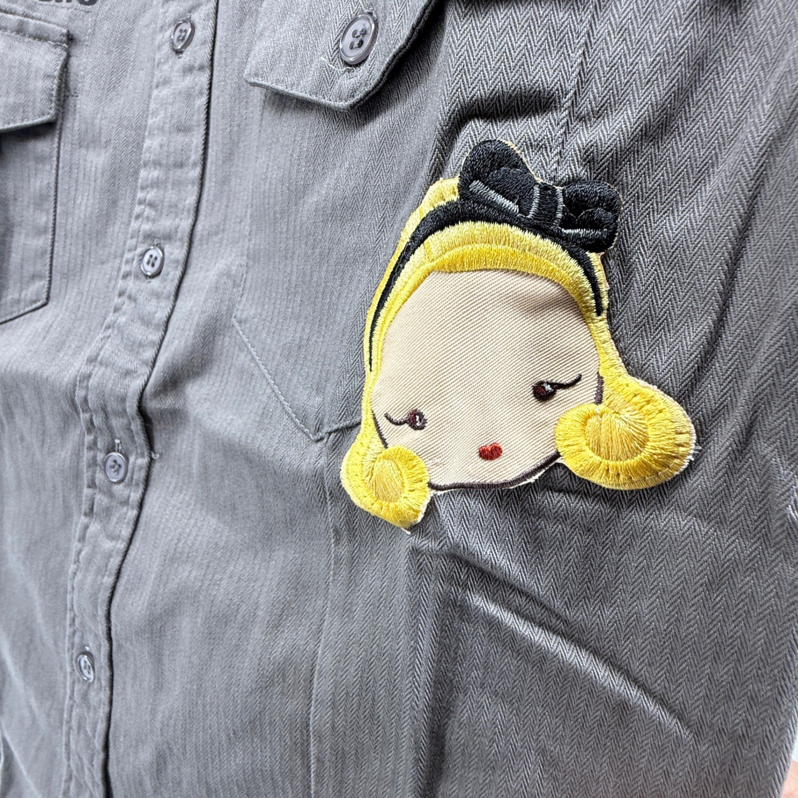 Harajuku Lovers Canvas Shirt 2-Sided Girl Patches Gwen Stefani Y2K  Medium