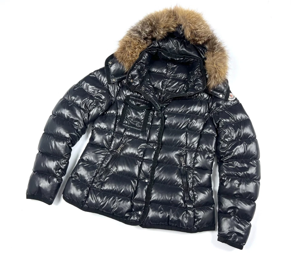 Auth Women's MONCLER ARMOISE Logo Black Down Puffer Casual Jacket Size 5 XL/XXL - Image 2 of 4