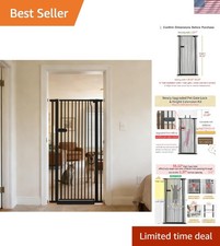Easy Install Pressure Mount 55.12" Dog Cat Gate - Black Metal Design