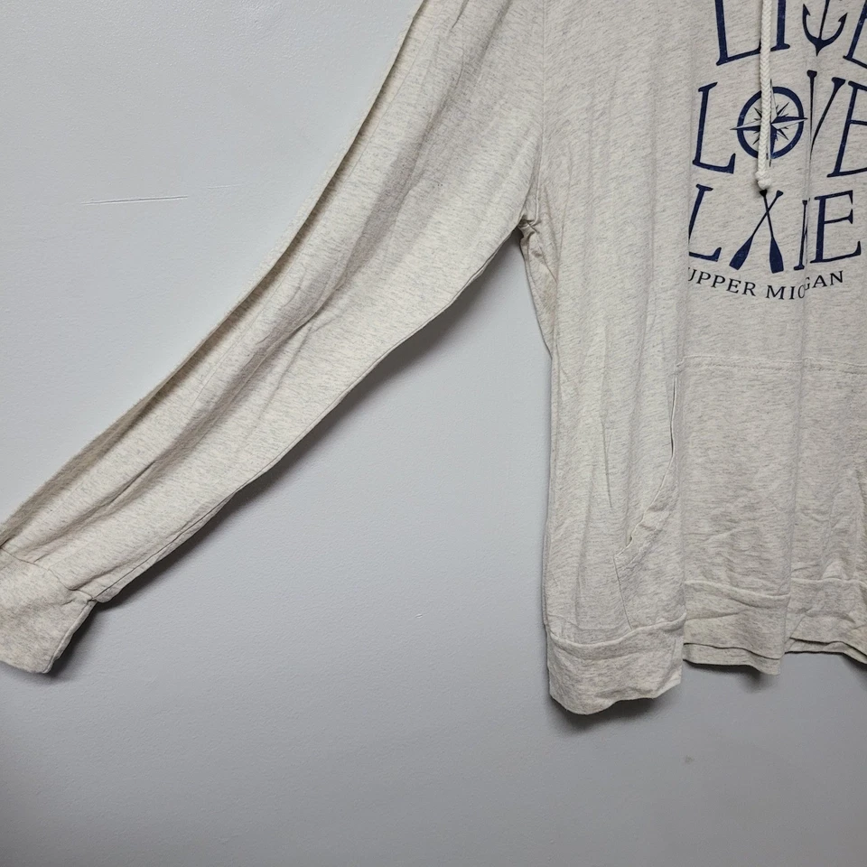 Sudadera con capucha azul 84 Live Love Lake Upper Michigan gráfica para mujer grande L Pullover Foto 3 de 4