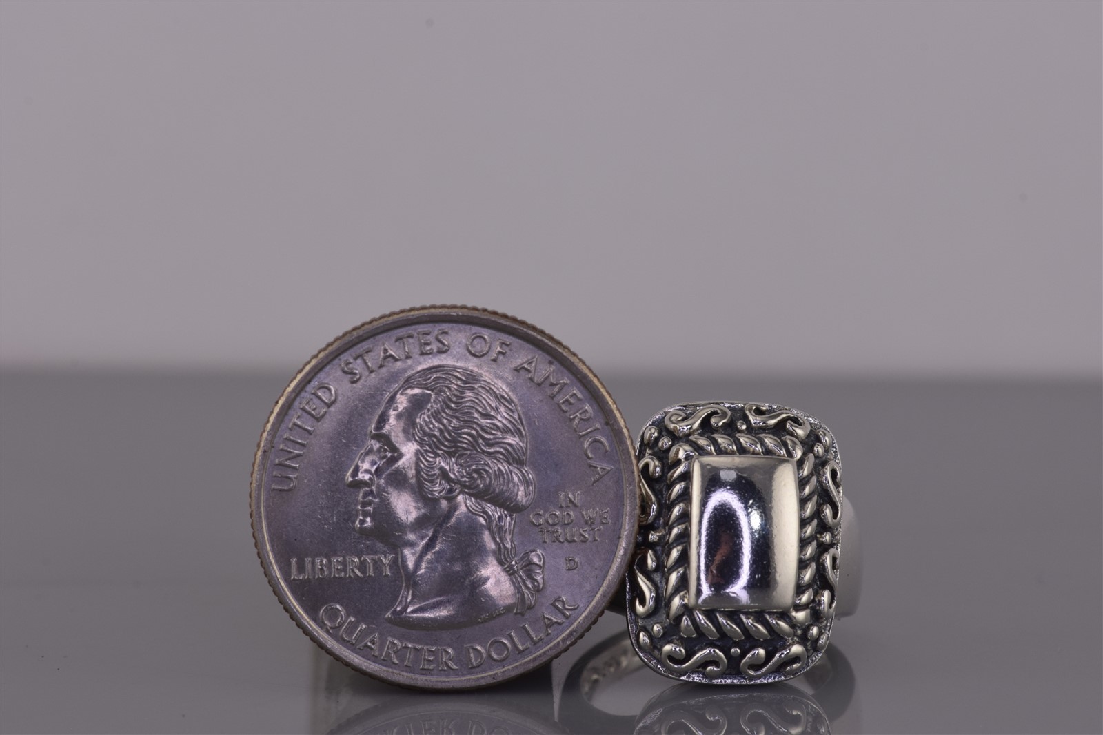 Sterling Silver 18mm Rectangular Scrolled Cable F… - image 8