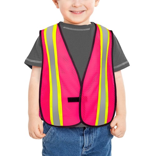 Kids High Visibility Safety Vest with Reflective Stripes, Breathable Mesh Fab... - Picture 2 of 6