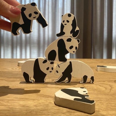 Panda-Bausteine aus Naturholz   pädagogisches Balance-Spielzeug für Kinder & ...