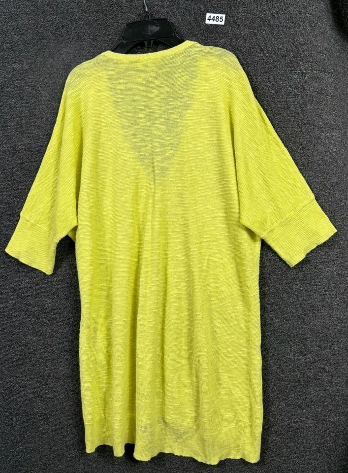 Eileen Fisher Dress Hemp Organic Linen Cotton Jersey V-Neck Women Size L Yellow  - Image 2 of 4