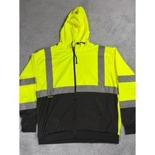 Radians Radwear SJ01B Hi-Vis Safety Hoodie Jacket Class 3 Lime Black XL New
