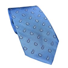 Vtg 70s Brooks Brothers Mens Tie Silk Blue Teardrop Paisley 59x3.25 USA