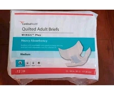Cardinal Health Wings Plus Adult Quilted Briefs,  Medium 32" - 44" - 12 Count