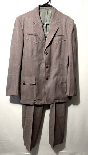 Vintage Brown H BAR C RANCHWEAR Western 2 Piece Suit Blazer & Pants Rockabilly