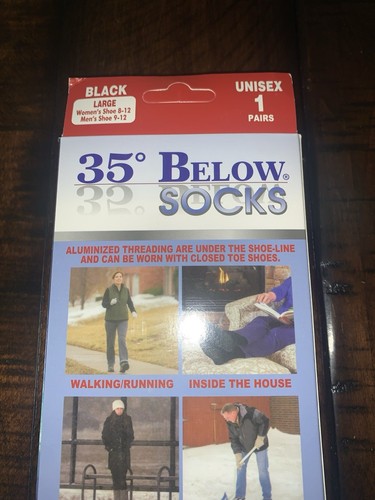 35 Below Socks - 1 pair- Keep Your Feet Warm and Dry Black Large thin - Picture 3 of 4