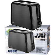 Elpine 700W 2 Slice Toaster Black Pop-Up Bread Toaster Crumb Tray 6-level 32005C