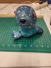 Kellytoy Seal Plush Blue White Dots 10.5" Stuffed Animal Toy Cuddle Pillow